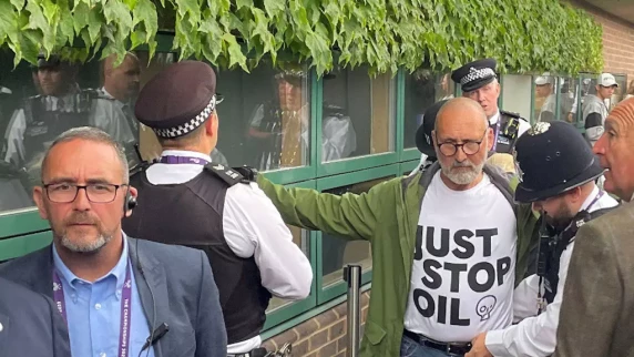 Just Stop Oil protestors stop play at Wimbledon