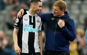 Miguel Almiron and manager Eddie Howe
