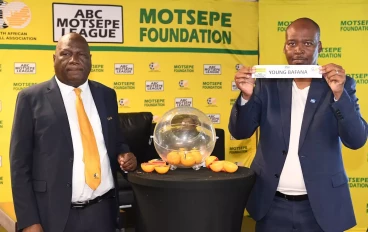 SAFA officials Linda Zwane at ABC Motsepe League playoff draw