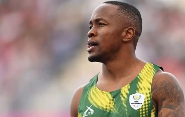 Akani Simbine of Team South Africa reacts during the Men's 100m Round 1 heats on day five of the Birmingham 2022 Commonwealth Games at Alexander Stadium on August 02, 2022 on the Birmingham,