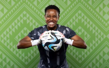 Andile Dlamini of South Africa poses for a portrait during the official FIFA Women's World Cup Australia & New Zealand 2023 portrait session on July 18, 2023 in Wellington, New Zealand.
