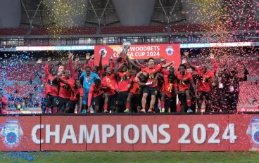 Team Angola winners of the Cosafa Cup 2024 during the 2024 COSAFA Cup Final match between Angola and Namibia at Nelson Mandela Bay Stadium on July 07, 2024 in Gqeberha, South Africa.
