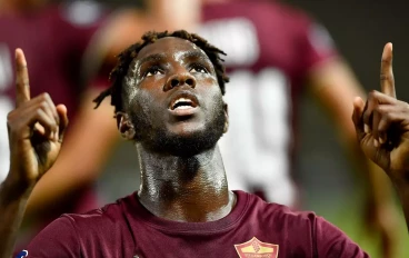 Anicet Oura of Stellenbosch FC celebrates after scoring the opening goal during the DStv Premiership match between Stellenbosch FC and Cape Town City FC at Danie Craven Stadium on December 08