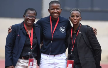 SABC Sport analyst Anna Monate (left)