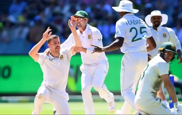 Anrich Nortje celebrates wicket of Australia's Marnus Labuschagne