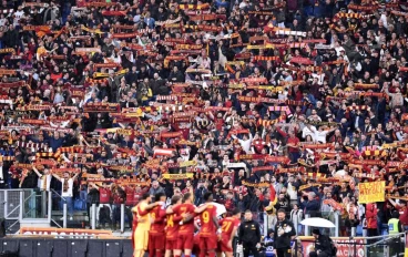 AS Roma fans at their home stadium, Stadio Olimpico