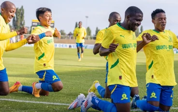 Mamelodi Sundowns celebrate goal in pre-season friendly in Austria