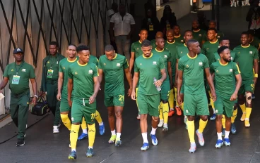Bafana Bafana players walk out at FNB Stadium to face Eswatini