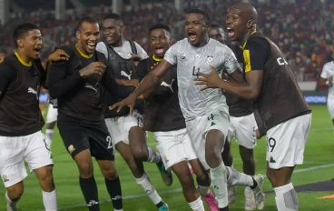 Bafana Bafana celebrate after scoring against Morocco