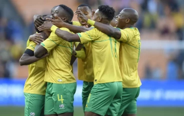 Bafana Bafana celebrate victory over Morocco at FNB Stadium