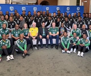 Bafana Bafana during FIFA World Cup send-off event at Standard Bank offices
