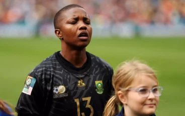 Bambanani Mbane of South Africa sings the national anthem prior to the FIFA Women's World Cup Australia & New Zealand 2023 Round of 16 match between Netherlands and South Africa at Sydney Foo