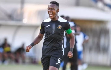 Boikanyo Komane of All Stars celebrates during the Motsepe Foundation Championship match between All Stars and NB La Masia at Soshanguve Giant Stadium on January 11, 2023 in Pretoria, South A