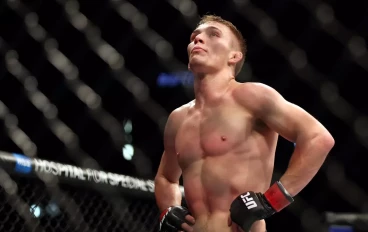 Cameron Saaiman of South Africa reacts between rounds in a bantamweight fight during the UFC 282 event at T-Mobile Arena on December 10, 2022 in Las Vegas, Nevada