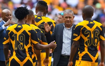 Cavin Johnson with players during the DStv Premiership match between Orlando Pirates and Kaizer Chiefs at FNB Stadium on March 09, 2024 in Johannesburg, South Africa