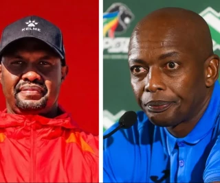 Cedric Kaze and Papi Zothwane Sekhukhune United staff