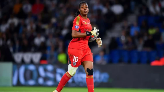 Nigeria’s Chiamaka Nnnadozie celebrates goalkeeper of the season award in France
