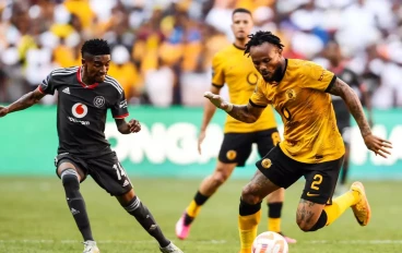 Monnapule Saleng of Orlando Pirates and Edmilson Dove of Kaizer Chiefs during the DStv Premiership match between Kaizer Chiefs and Orlando Pirates at FNB Stadium on February 25, 2023 in Johan