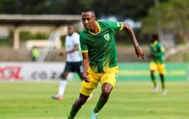 Divine Lunga of Golden Arrows FC during the DStv Premiership match between Golden Arrows and AmaZulu FC at Princess Magogo Stadium on May 13, 2023 in Durban, South Africa.
