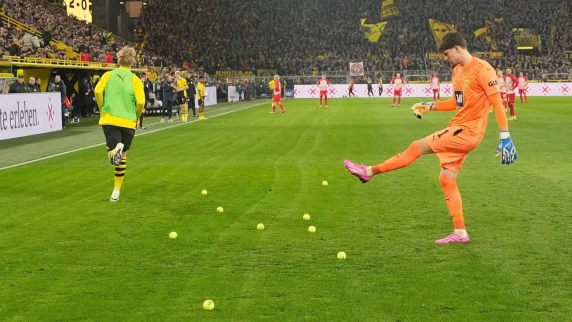 Borussia Dortmund fans protest German FA by throwing tennis balls, chocolate coins