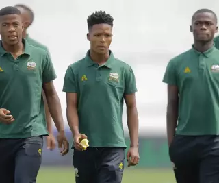 SA U17 forward Emile Witbooi and teammates