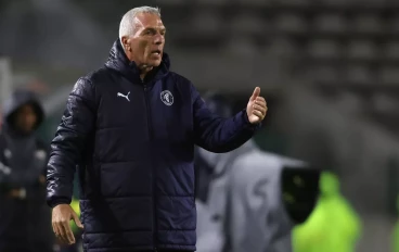 Cape Town Spurs coach Ernst Middendorp during the DStv Premiership match between Cape Town Spurs and Mamelodi Sundowns at Athlone Stadium on April 09, 2024 in Cape Town, South Africa.