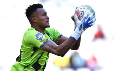 Fiacre Ntwari of TS Galaxy during the DStv Premiership match between Cape Town City FC and TS Galaxy at DHL Cape Town Stadium on May 12, 2024 in Cape Town, South Africa.