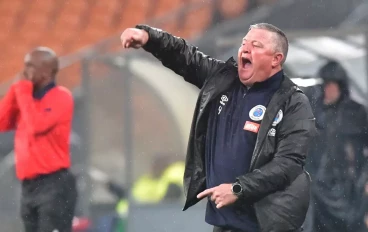 Gavin Hunt (Head Coach) of SuperSport United reacts during the Betway Premiership match between Kaizer Chiefs and SuperSport United at FNB Stadium on February 18, 2025 in Johannesburg, South