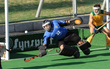 Gowan Jones of South Africa in action during the Hartleyvale Summer Series match between South Africa and Spain at Hartleyvale Hockey Stadium on January 20, 2016 in Cape Town, South Africa.