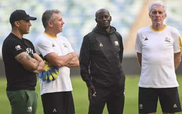 Bafana Bafana technical team - Grant Johnson, Helman Mkhalele and Hugo Broos