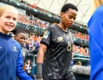 Hildah Magaia of South Africa enters the field prior to the FIFA Women's World Cup Australia & New Zealand 2023 Round of 16 match between Netherlands and South Africa at Sydney Football Stadi