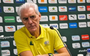 Coach Hugo Broos of South Africa during the Nigeria and South Africa press conference ahead of their Semi Final match at Stade de la Paix on February 06, 2024 in Bouake, Ivory Coast.