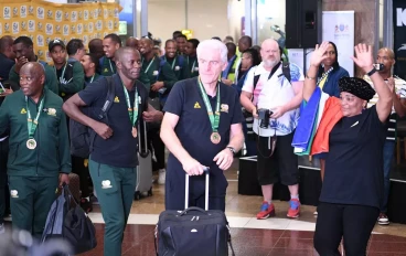 Bafana Bafana coach Hugo Broos during the South African national football team arrival at OR Tambo Airport on February 14, 2024 in Johannesburg, South Africa.