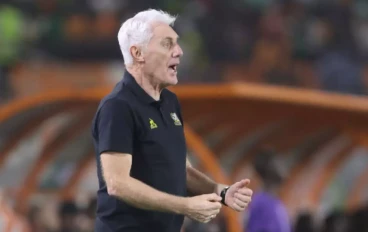 South Africa Manager Hugo Broos directs his team during the TotalEnergies CAF Africa Cup of Nations group stage match between Mali and South Africa at Amadou Gon Coulibaly Stadium on January