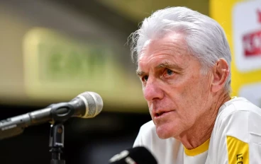 Bafana Bafana Head Coach, Hugo Broos and Ronwen Williams during the South Africa men's national soccer team training session and press conference at DHL Stadium on November 18, 2024 in Cape T