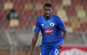 Ime Okon of SuperSport United during the DStv Premiership match between SuperSport United and Golden Arrows at Peter Mokaba Stadium on August 29, 2023 in Polokwane, South Africa.