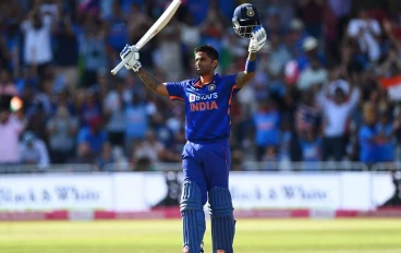 India batter Suryakumar Yadav celebrates his hundred against New Zealand - November 2022