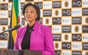 Jessica Motaung (Kaizer Chiefs Marketing and Commercial Director) at the launch of the Twinning Project at Johannesburg Correctional Centre on September 04, 2024 in Johannesburg, South Africa