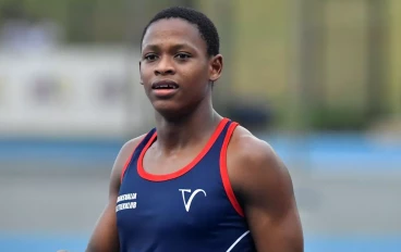 Men's 100m race won by Karabo Letebele beating Ferdinand Omanyala of Kenya during the 2025 Athletics Grand Prix 1 at Pilditch Athletics Stadium on March 12, 2025 in Pretoria, South Africa.