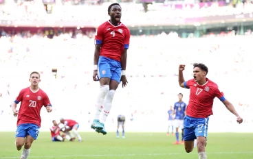 Keysher Fuller of Costa Rica celebrates after scoring their team's first goal during the FIFA World Cup Qatar 2022