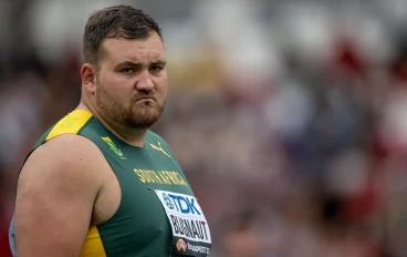 Kyle BLIGNAUT of South Africa in action in the MenÕs Shot Put Qualification rounds during day 1 of the World Athletics Championships Budapest 2023 at National Athletics Centre on August 19, 2