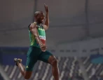 Luvo Manyonga of South Africa competes in the Men's Long Jump final during day two of 17th IAAF World Athletics Championships Doha 2019 at Khalifa International Stadium on September 28, 2019 