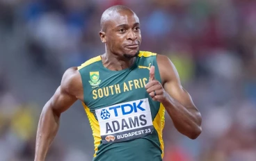Luxolo ADAMS of South Africa of South Africa in action in the MenÕs 200m during day 6 of the World Athletics Championships Budapest 2023 at National Athletics Centre on August 24, 2023 in Bud