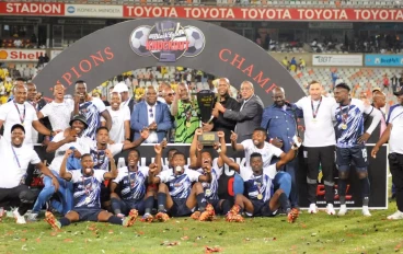 Celebrations after Magesi won the Carling Knockout, Final match between Magesi FC and Mamelodi Sundowns at Free State Stadium on November 23, 2024 in Bloemfontein, South Africa.