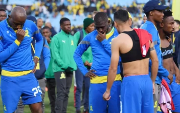 Mamelodi Sundowns players dejected after crashing out of the CAF Champions League to Wydad Athletic Club