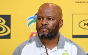 Manqoba Mngqithi, assistant coach of Mamelodi Sundowns during the Orlando Pirates and Mamelodi Sundowns joint press conference at Lime Rooftop Umhlanga on October 05, 2023 in Durban, South Af