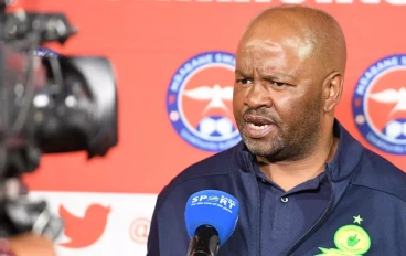 Mamelodi Sundowns head coach Manqoba Mngqithi during the CAF Champions League, Second Preliminary Round, 1st Leg match between Mbabane Swallows and Mamelodi Sundowns at Lucas Moripe Stadium o