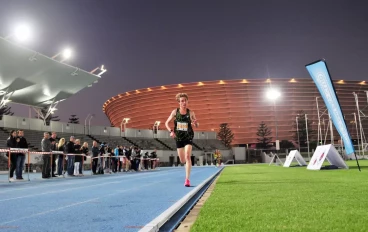 Maxime Chaumeton of UJ AC in the Final (C-Race) of the Men's 3km during track meet 1 of the Cape Milers Club & Endurocad Continental Tour Challenger 2023 at Green Point Athletics Stadium on A