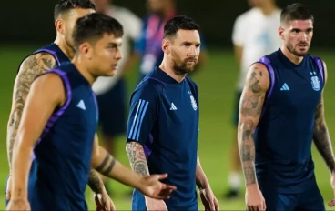 Lionel Messi in training with Argentina national team in Doha, Qatar