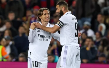 Luka Modric and Karim Benzema of Real Madrid